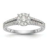 14K White Gold Lab Grown VS/SI+ G+ Dia Complete Cluster Engagement Ring